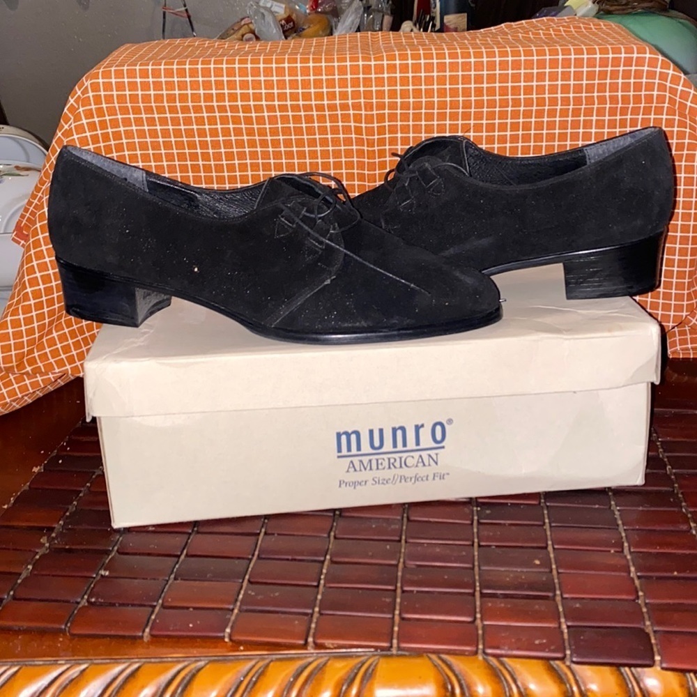 Munro American Proper Sz/Perfect Fit Black Lace Up Womens Shoes USA Made SZ 10M